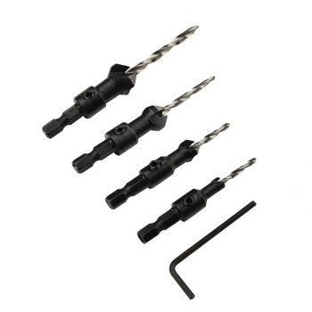 4PCS/SET Cone-hole Inverted Angle Drill 1/4" Hexagonal Shank Hole Drill Sinking Countersink Drill Bit Woodworking Hole Opener